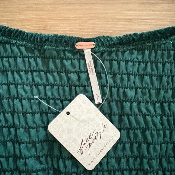 Free People Farrier Velvet Mini Green Dress S - Picture 2 of 8